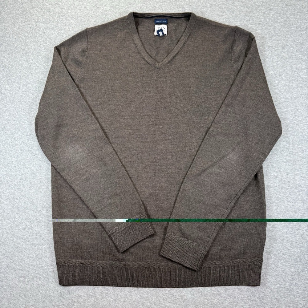 JWN John W Nordstrom Brown Italian Merino Wool V-Neck Sweater Mens Large Tall LT